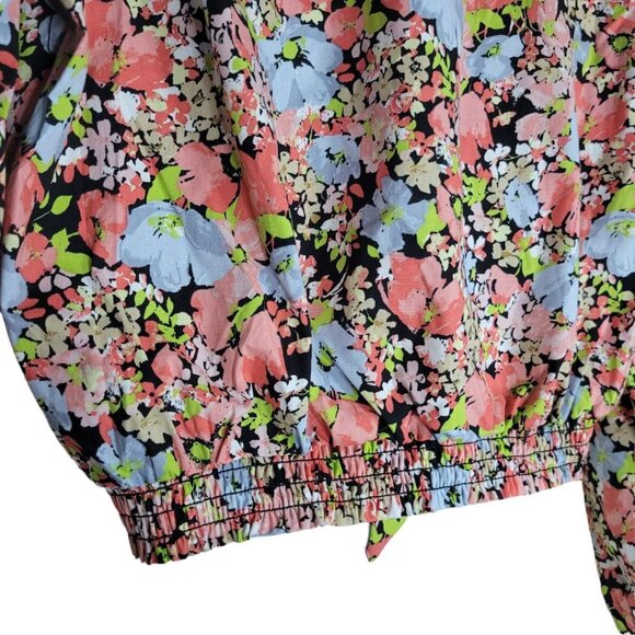 So Cropped Tie Floral Shirt Womens Medium Summer Boho Flirty Barbie - Picture 3 of 10